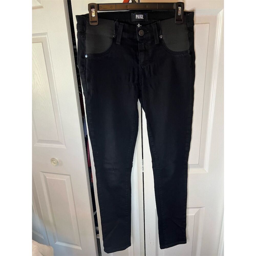 Paige Verdugo Ultra Skinny Maternity Jeans Black Shadow Size 30 Women's Denim